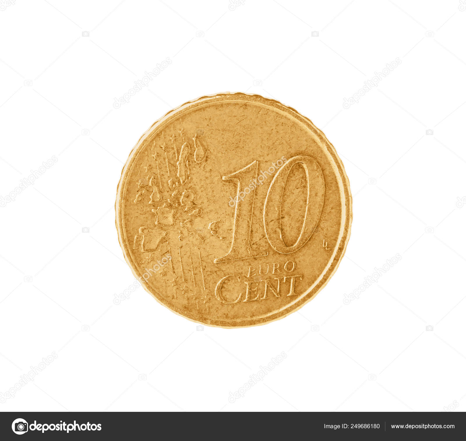 闪亮的欧元分硬币在白色背景——图库图片© NewAfrica #249686180