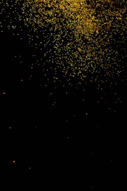 Altın sim siyah arka plan, metin için yer ile üstten görünüm