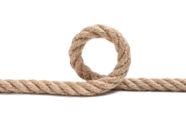 Loop feito de corda de algodão no fundo branco — Fotografia de Stock