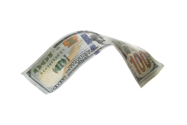 Банкнота за сто долларов на белом фоне. Национальная валюта США — стоковое фото