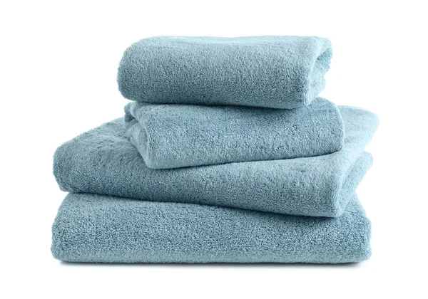 Stack of clean soft towels on white background — Stock Photo, Image