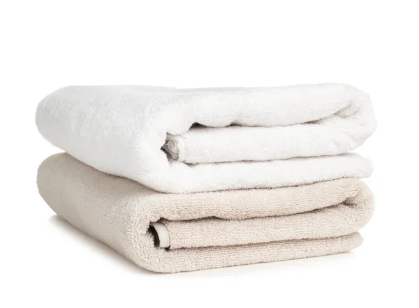 Folded soft terry towels on white background — Stock Photo, Image
