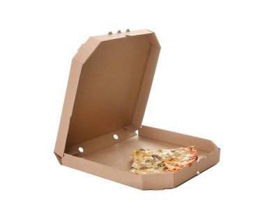 Pizza adet beyaz zemin üzerine karton kutu