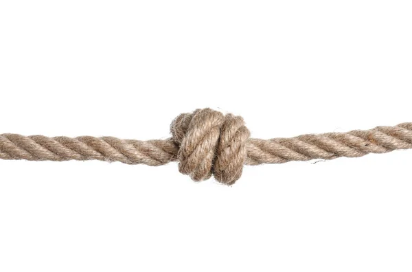 Бавовняна мотузка з вузлом на білому тлі — стокове фото