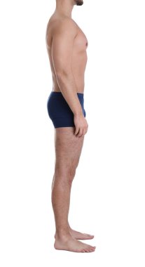 Beyaz arka planda, closeup genç adam. Kilo kaybı