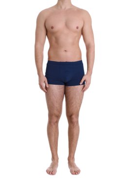 Beyaz arka planda, closeup genç adam. Kilo kaybı