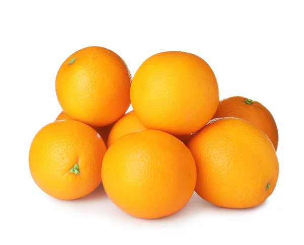 Pile of ripe oranges isolated on white — Stock Photo, Image