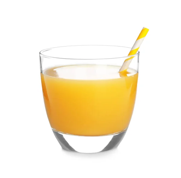 Склянка апельсинового соку на білому фоні — стокове фото