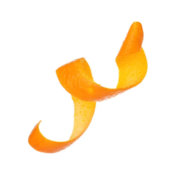 Świeże skórki pomarańczowej na białym tle. Zdrowe owoce — Zdjęcie stockowe