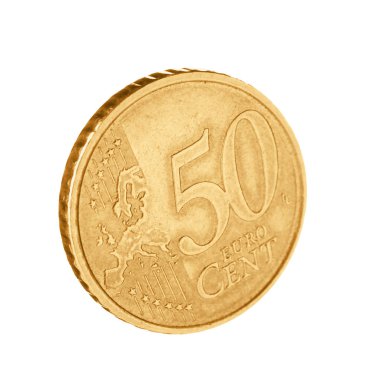 Parlak euro cent sikke beyaz arka plan üzerinde