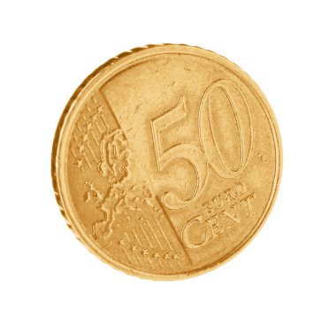 Parlak euro cent sikke beyaz arka plan üzerinde
