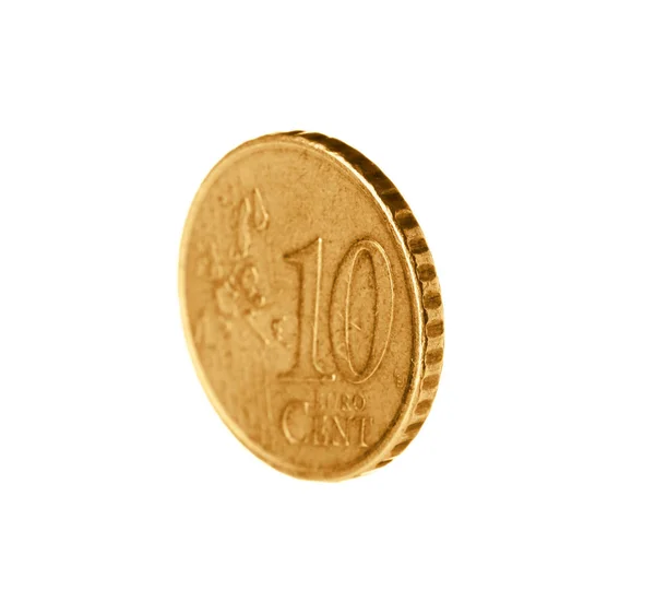 Moneta da cent in euro lucido su sfondo bianco — Foto Stock
