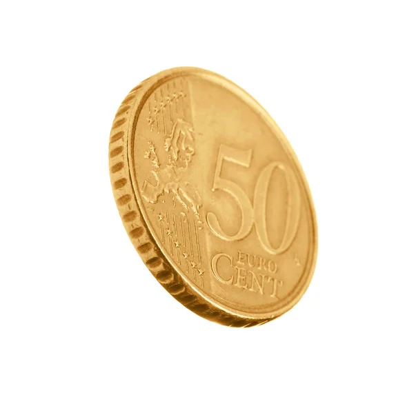 Λαμπερά κέρμα των εκατό ευρώ σε λευκό φόντο — Φωτογραφία Αρχείου
