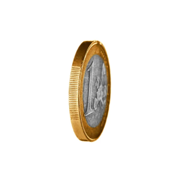 Shiny one euro coin on white background — Stock Photo, Image