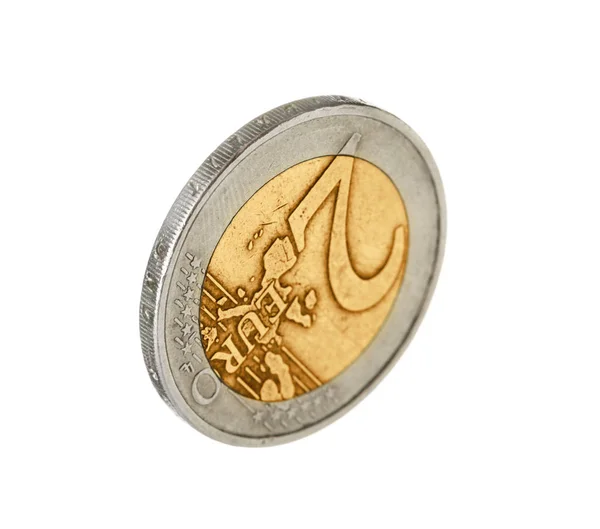 Shiny two euro coin on white background — Stock Photo, Image