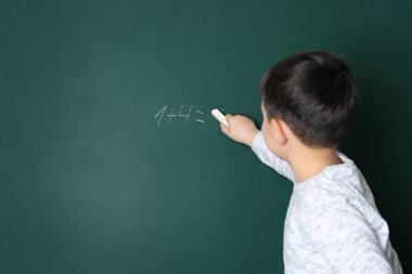 Çocuk matematik toplam kara tahta yazma. Metin için yer