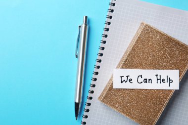 İleti örneği ile kompozisyon yat, Not biz yardımcı olabilir ve renk arka plan üzerinde metin için yer