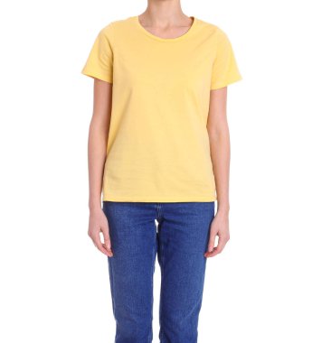 Beyaz arka planda, closeup genç ince kadın. Kilo kaybı