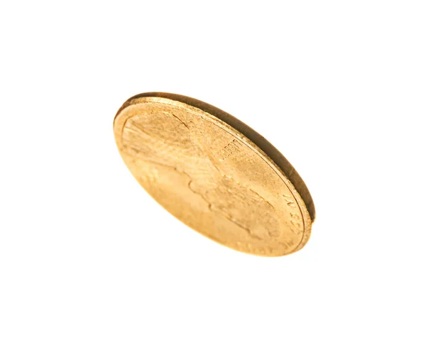 Moneda de oro brillante sobre fondo blanco —  Fotos de Stock