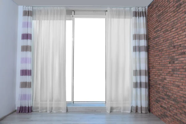 New modern window with curtains in light room