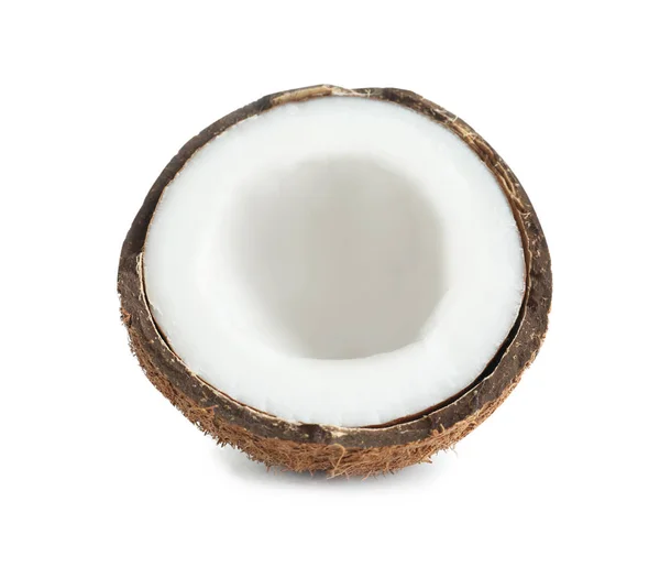 Metade de coco sobre fundo branco — Fotografia de Stock