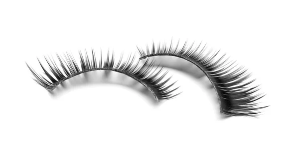 Beautiful pair of false eyelashes on white background — Stock Photo, Image