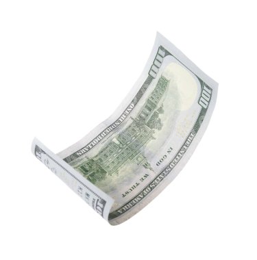 Beyaz arka plan üzerinde yüz dolarlık banknot. Amerikan ulusal para birimi