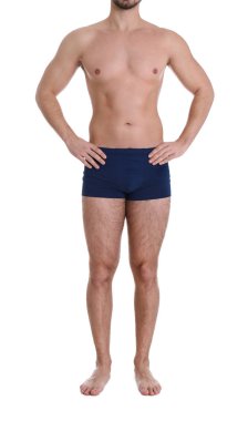 Beyaz arka planda, closeup genç adam. Kilo kaybı