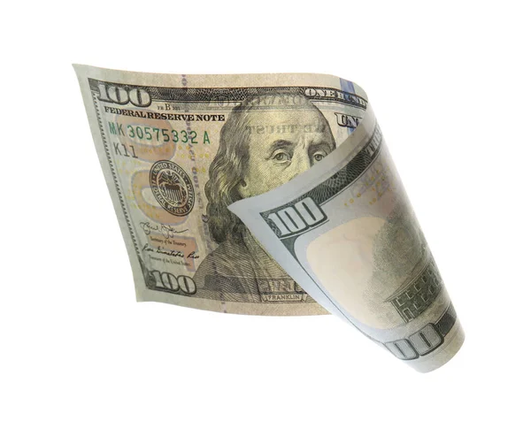 Hundert-Dollar-Schein auf weißem Hintergrund. Amerikanische Landeswährung — Stockfoto