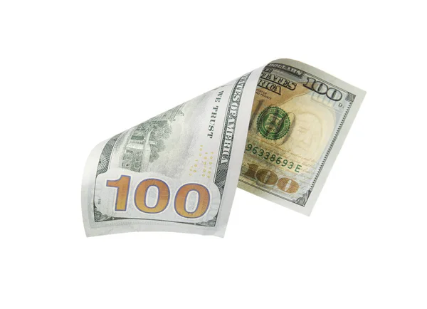 Billet de cent dollars sur fond blanc. Monnaie nationale américaine — Photo