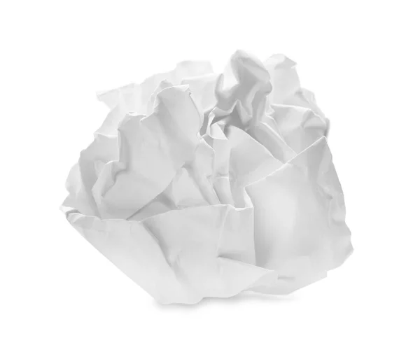 Hoja de papel arrugada sobre fondo blanco — Foto de Stock