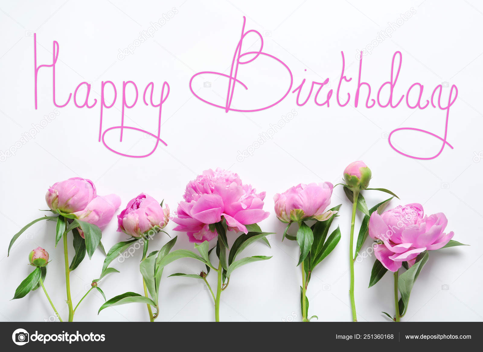 Beautiful peony flowers and text Happy Birthday on light background, top view Stock Photo by ©NewAfrica 251360168 Beautiful Peony Flowers And Text Happy Birthday On Light Background, Top View Stock Photo By ©Newafrica 251360168