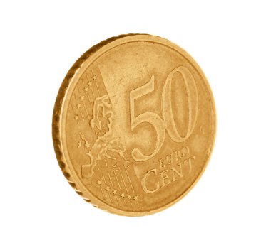 Parlak euro cent sikke beyaz arka plan üzerinde