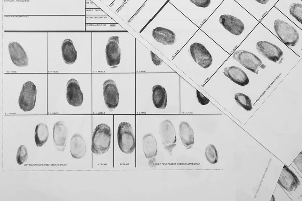 指紋の記録シート、平面図。犯罪捜査 — ストック写真