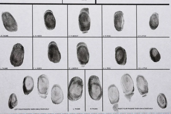 指紋記録シート、平面図。犯罪捜査 — ストック写真