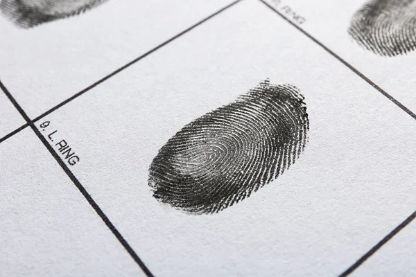 Φύλλο καταγραφής, δείτε closeup των δακτυλικών αποτυπωμάτων. Ποινική έρευνα — Φωτογραφία Αρχείου