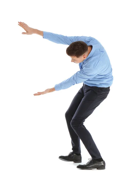 Hombre de oficina posando sobre fondo blanco — Foto de Stock