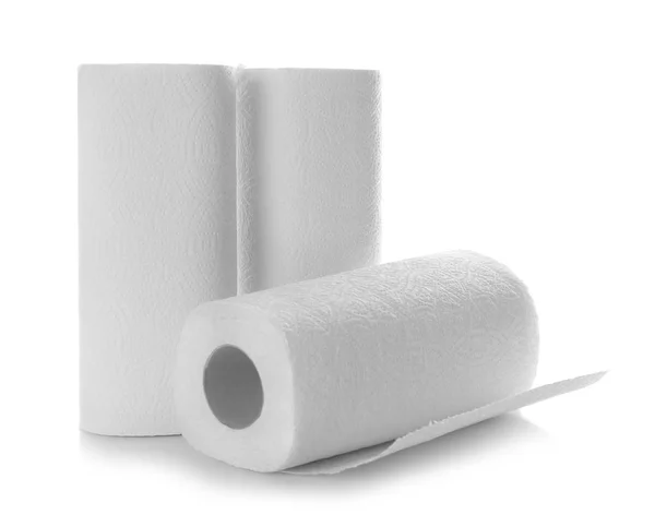 Rolls of paper towels on white background — Stock Photo, Image