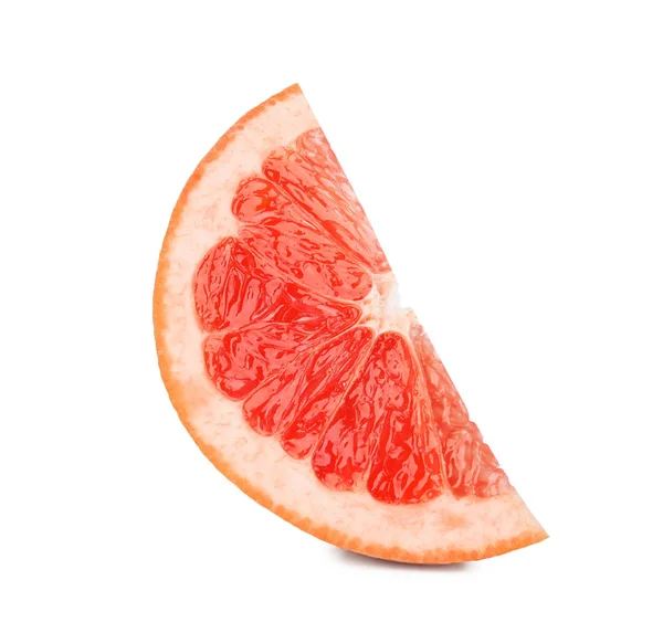Scheibe reife saftige Grapefruit auf weißem Hintergrund — Stockfoto