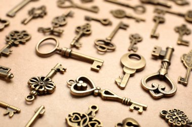 Kraft kağıt, closeup eski vintage tuşları