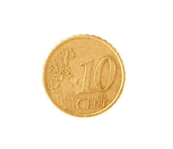 Блестящая монета евро на белом фоне — стоковое фото