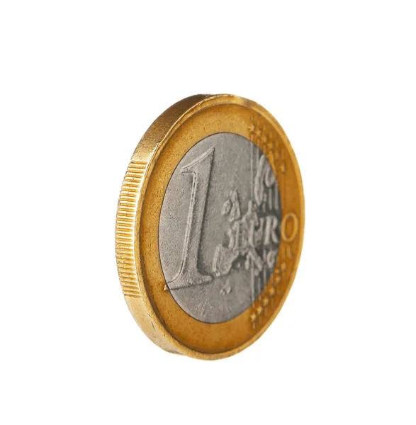 Shiny one euro coin on white background — Stock Photo, Image