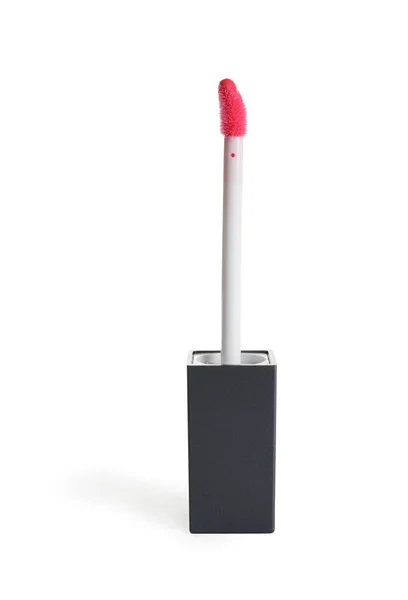 Applicatore con rossetto liquido isolato su bianco — Foto Stock