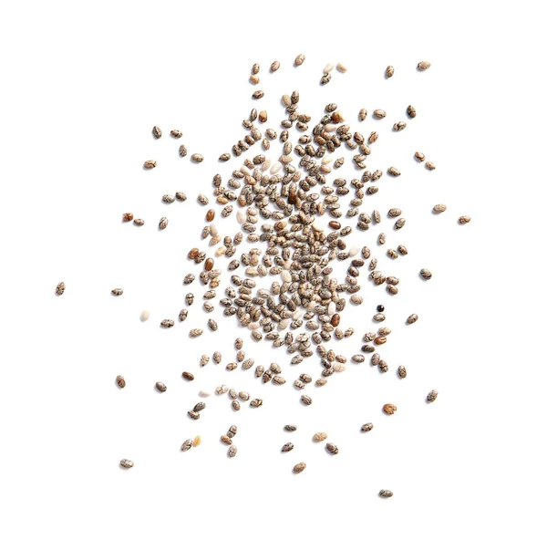 Beyaz, en iyi görünüm izole chia tohum — Stok fotoğraf