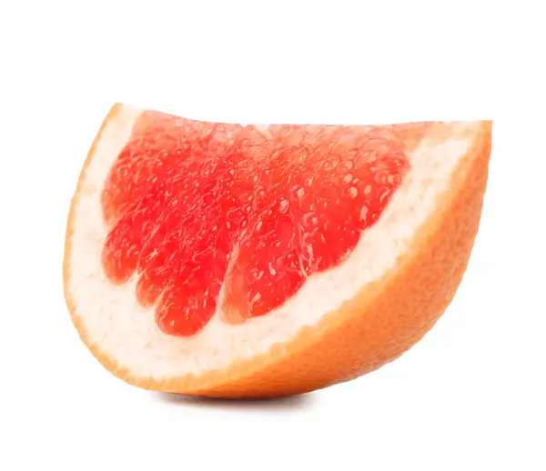 Scheibe reife saftige Grapefruit auf weißem Hintergrund — Stockfoto