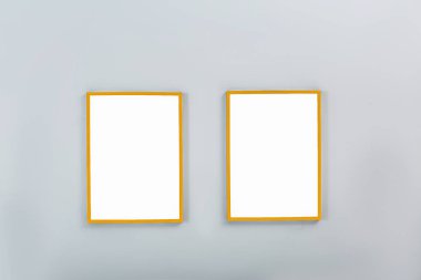 Altın çerçeveler boş Tuval duvar ile. Alan tasarımı için