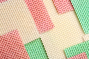 Arka plan, closeup olarak lezzetli gofret. Çıtır gıda