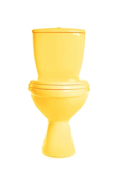 Neue goldene Toilettenschüssel auf weißem Hintergrund — Stockfoto