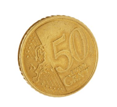 50 euro cent sikke beyaz arka plan üzerinde