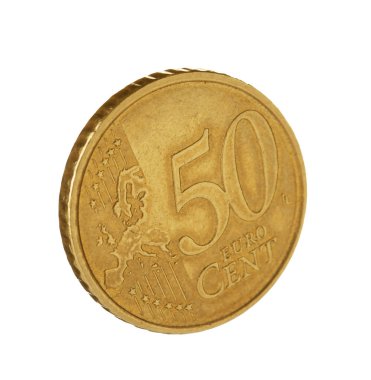 50 euro cent sikke beyaz arka plan üzerinde